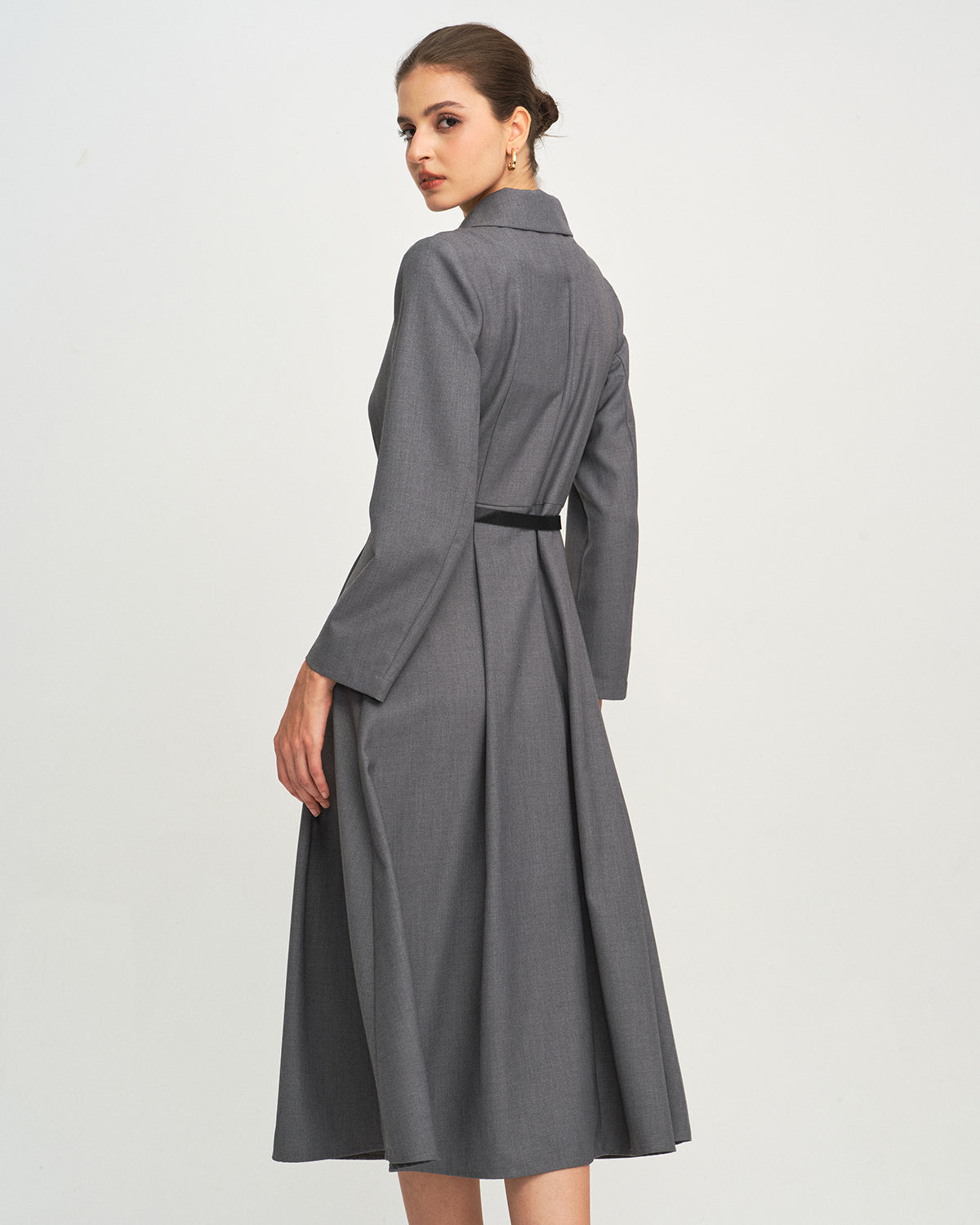 Vestido Midi A-Line Gris