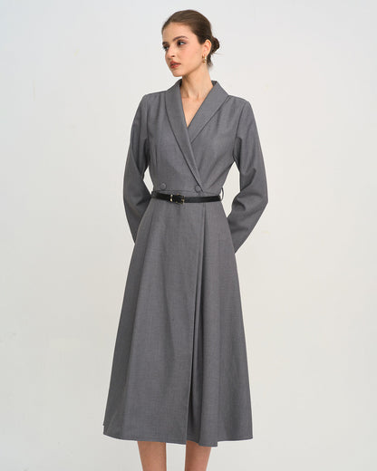 Vestido Midi A-Line Gris