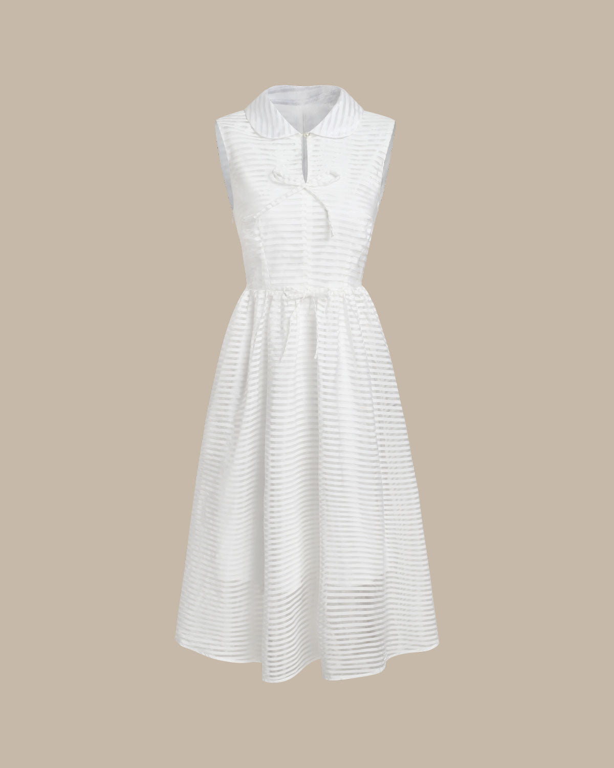 Vestido Midi Sin Mangas a Rayas Blancas