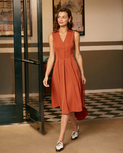 Vestido Midi Sin Mangas Rojo