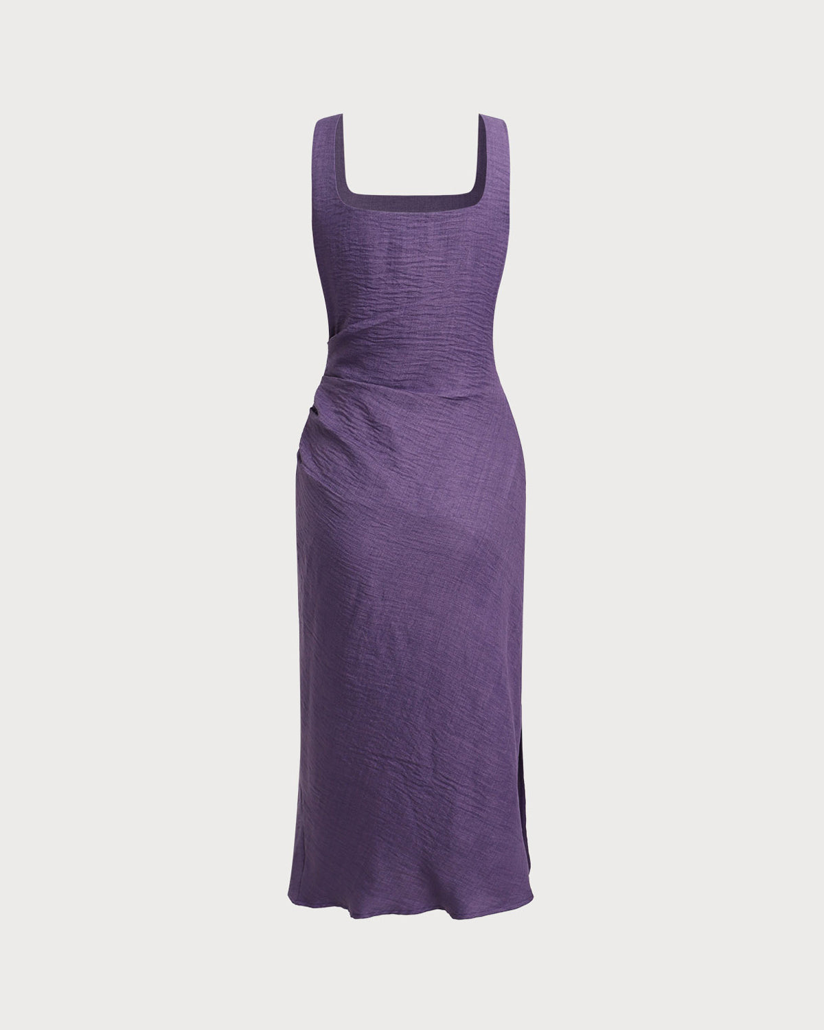 Vestido Midi Sin Mangas de Cuello Cuadrado Púrpura
