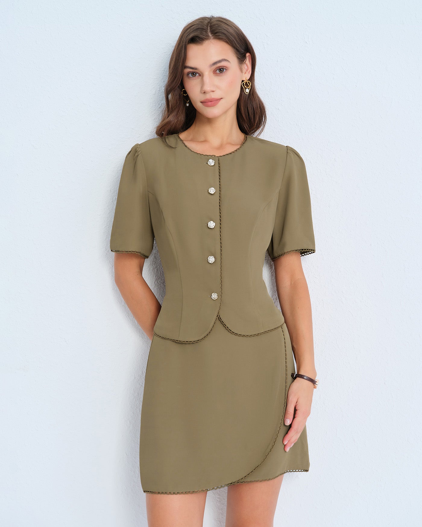 Falda Mini A-Line Caqui