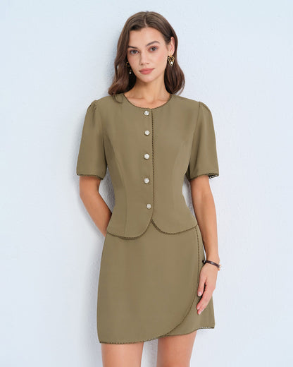 Falda Mini A-Line Caqui