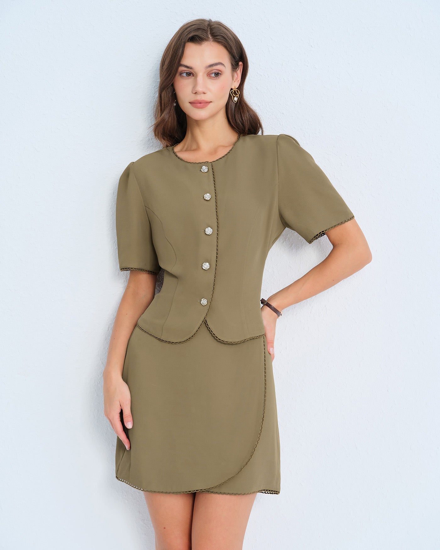 Falda Mini A-Line Caqui