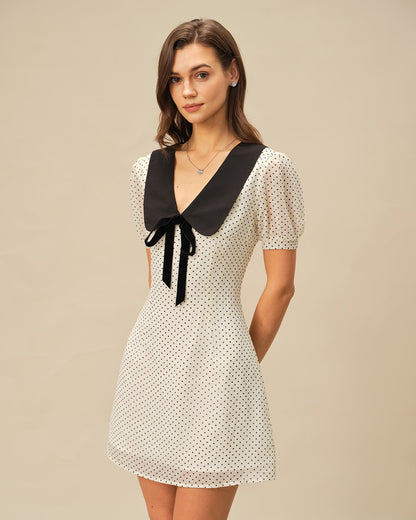 Vestido Mini de Lunares Contraste en Albaricoque
