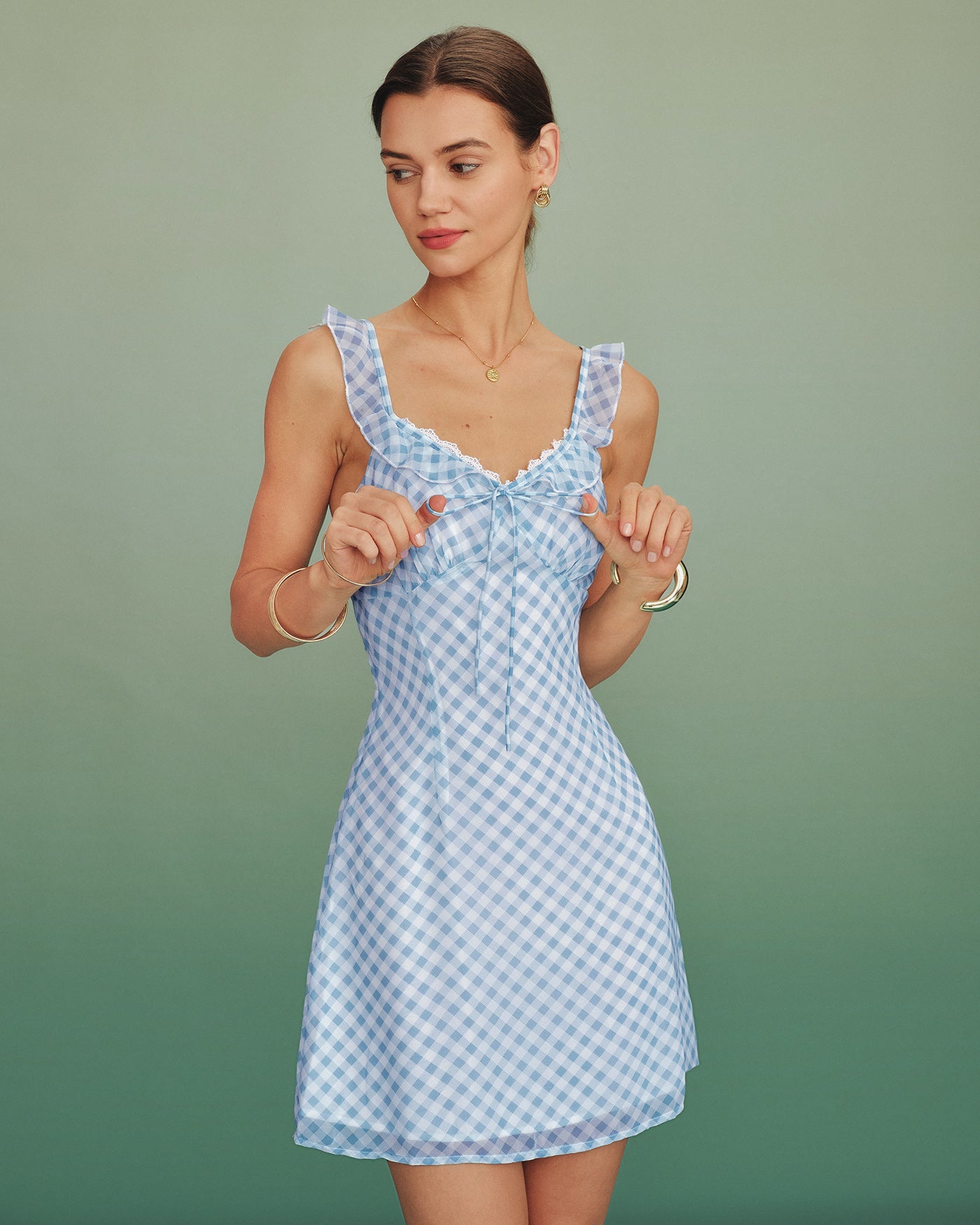 Vestido Mini de Slip a Rayas Azules