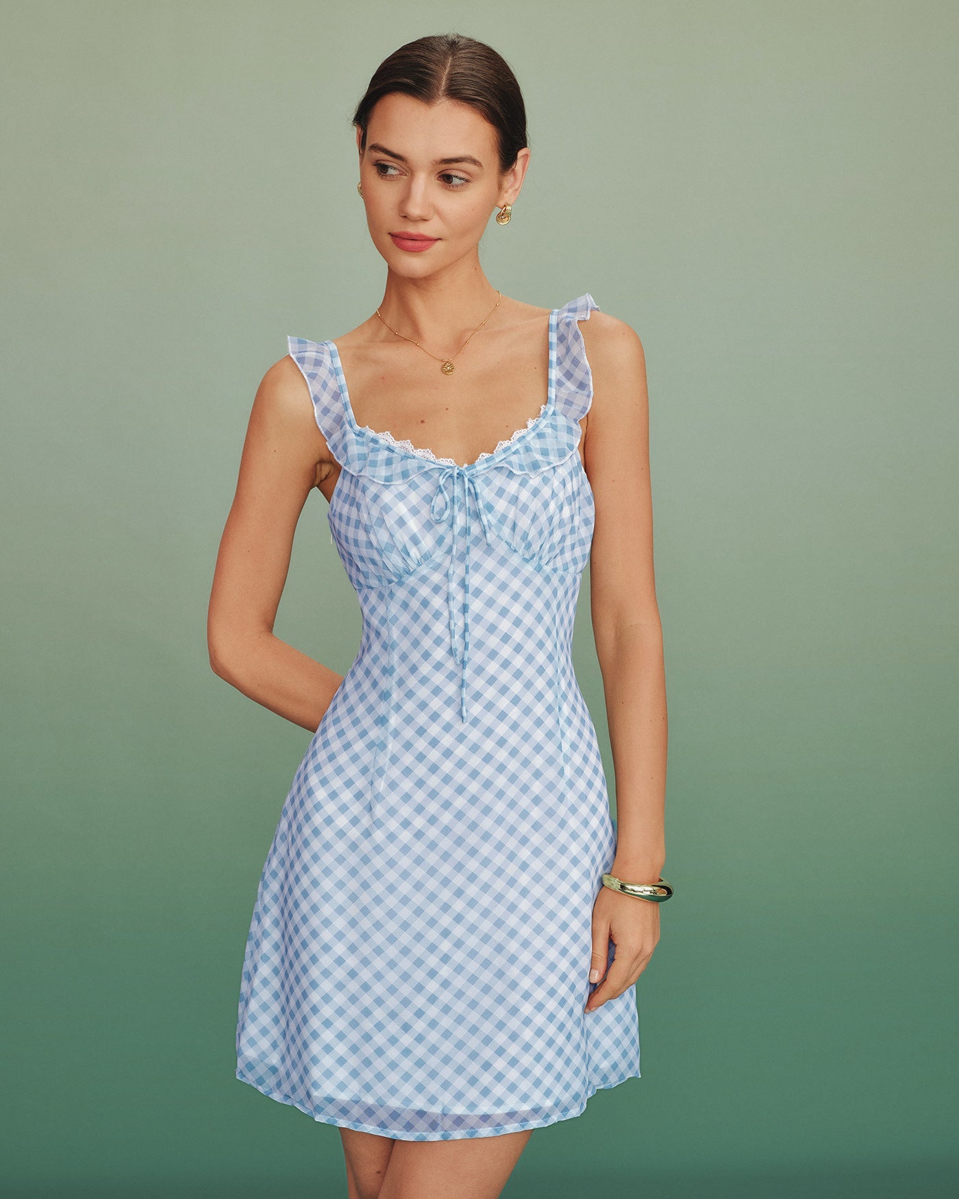 Vestido Mini de Slip a Rayas Azules
