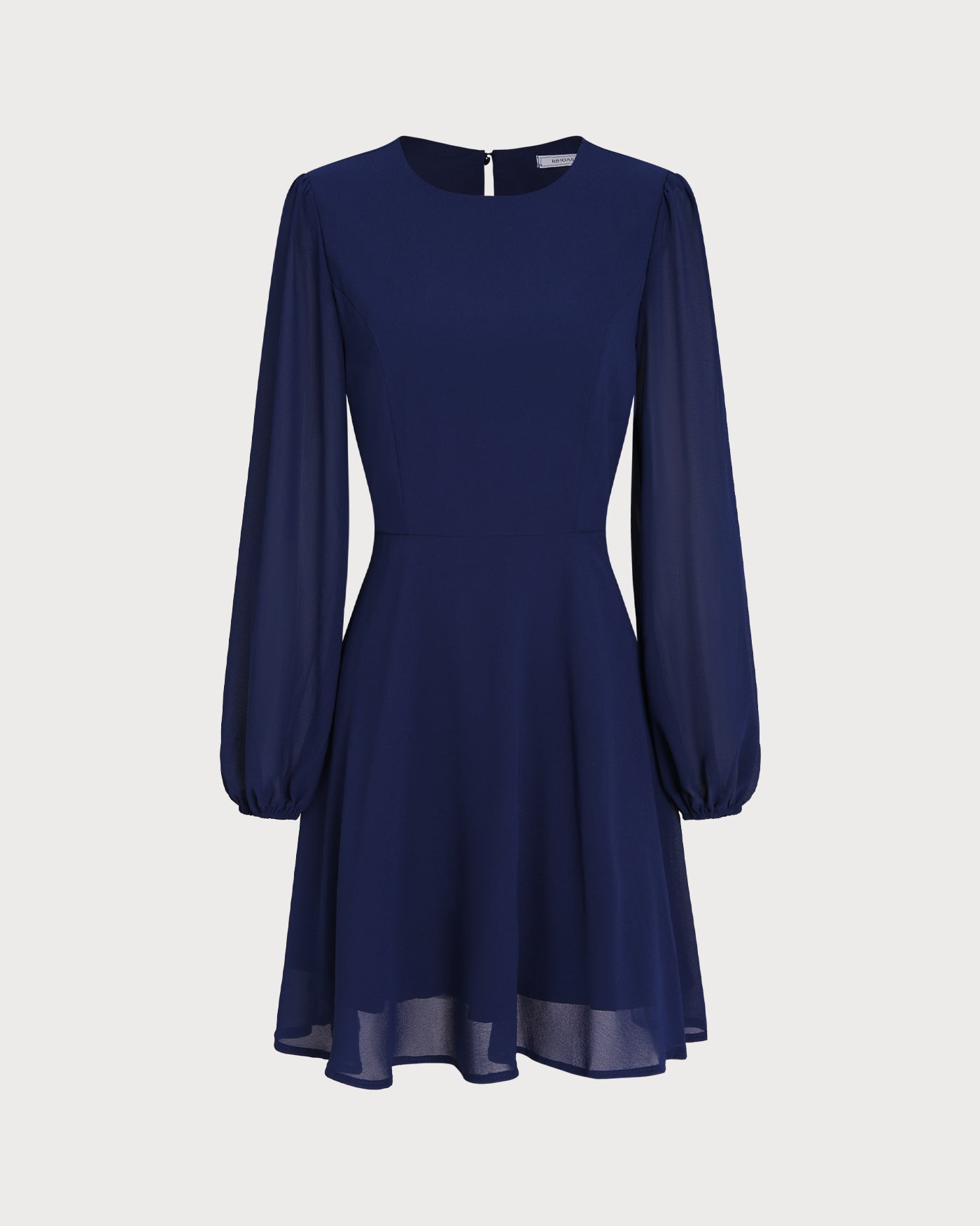 Vestido Mini A-Line de Chifón Azul Sin Espalda