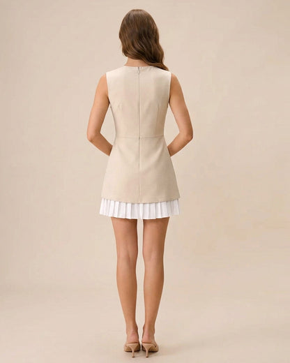 Vestido Mini Plisado de Melocotón para Mujer