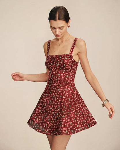 Vestido Mini Slip Floral Rojo