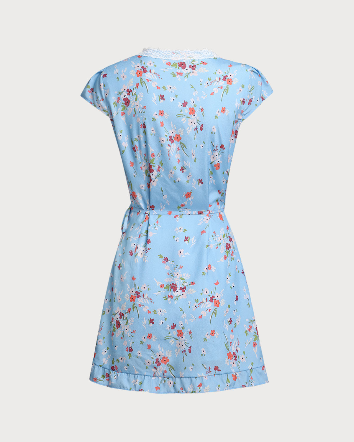 Vestido Mini Envoltura A-Line Floral Azul