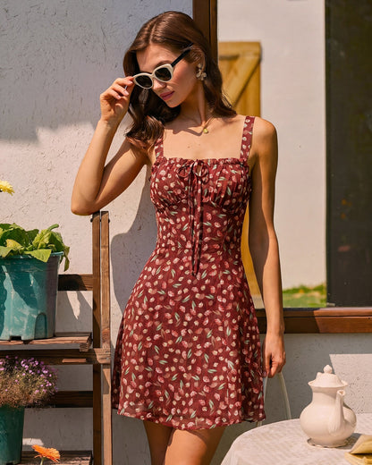 Vestido Mini Slip Floral Rojo