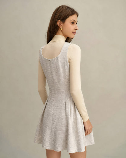 Vestido Mini Sin Mangas Texturizado en Albaricoque