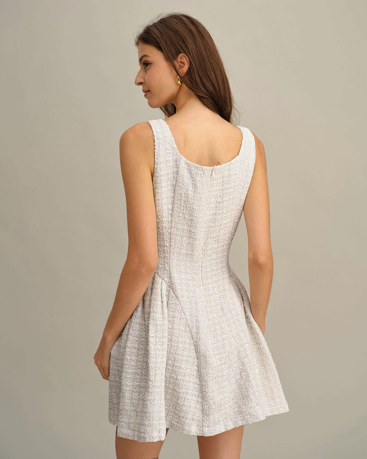 Vestido Mini Sin Mangas Texturizado en Albaricoque