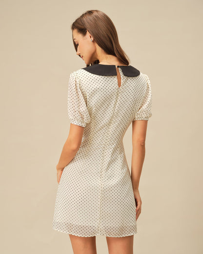 Vestido Mini de Lunares Contraste en Albaricoque