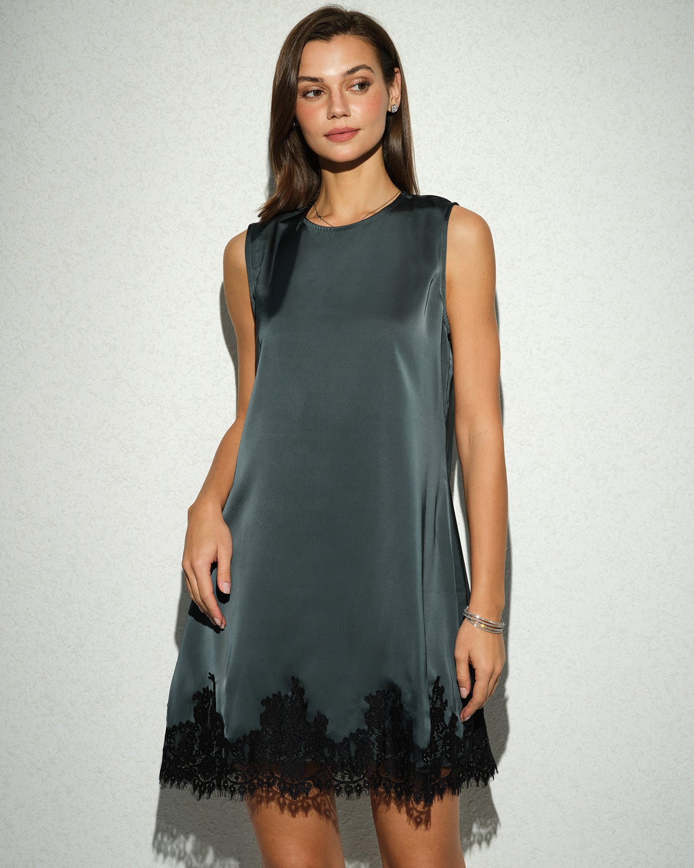 Túnica Mini Vestido Sin Mangas Verde
