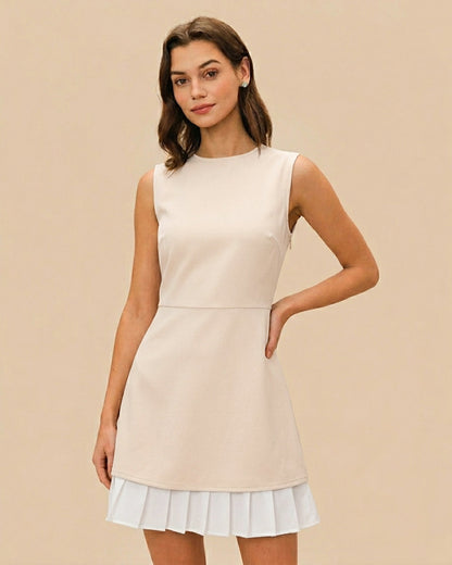Vestido Mini Plisado de Melocotón para Mujer