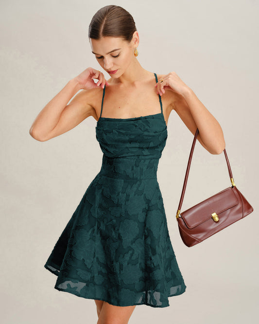 Vestido Mini Slip Jacquard Verde