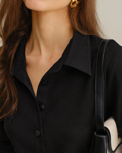 Vestido Mini A-Line Contraste Negro