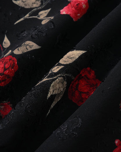 Vestido Mini Jacquard Negro de Un Hombro
