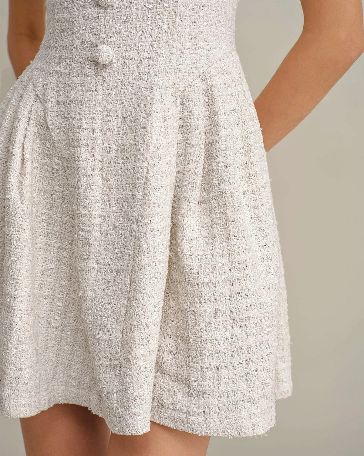Vestido Mini Sin Mangas Texturizado en Albaricoque
