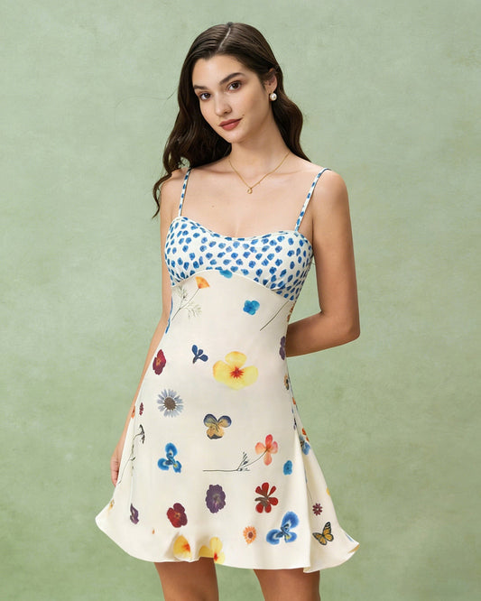 Vestido Mini Slip A-Line Floral de Albaricoque