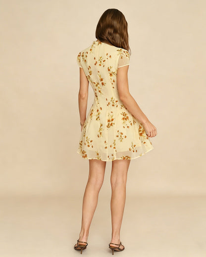Vestido Mini Floral de Tortuga Amarillo Claro