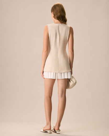Vestido Mini Plisado de Melocotón para Mujer