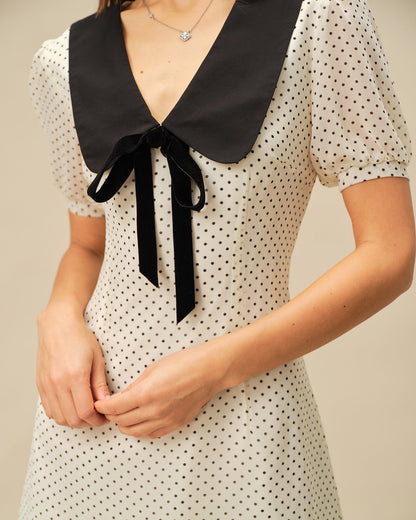 Vestido Mini de Lunares Contraste en Albaricoque