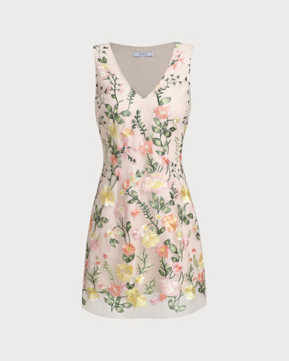 Vestido Mini Sin Mangas Amarillo con Flores