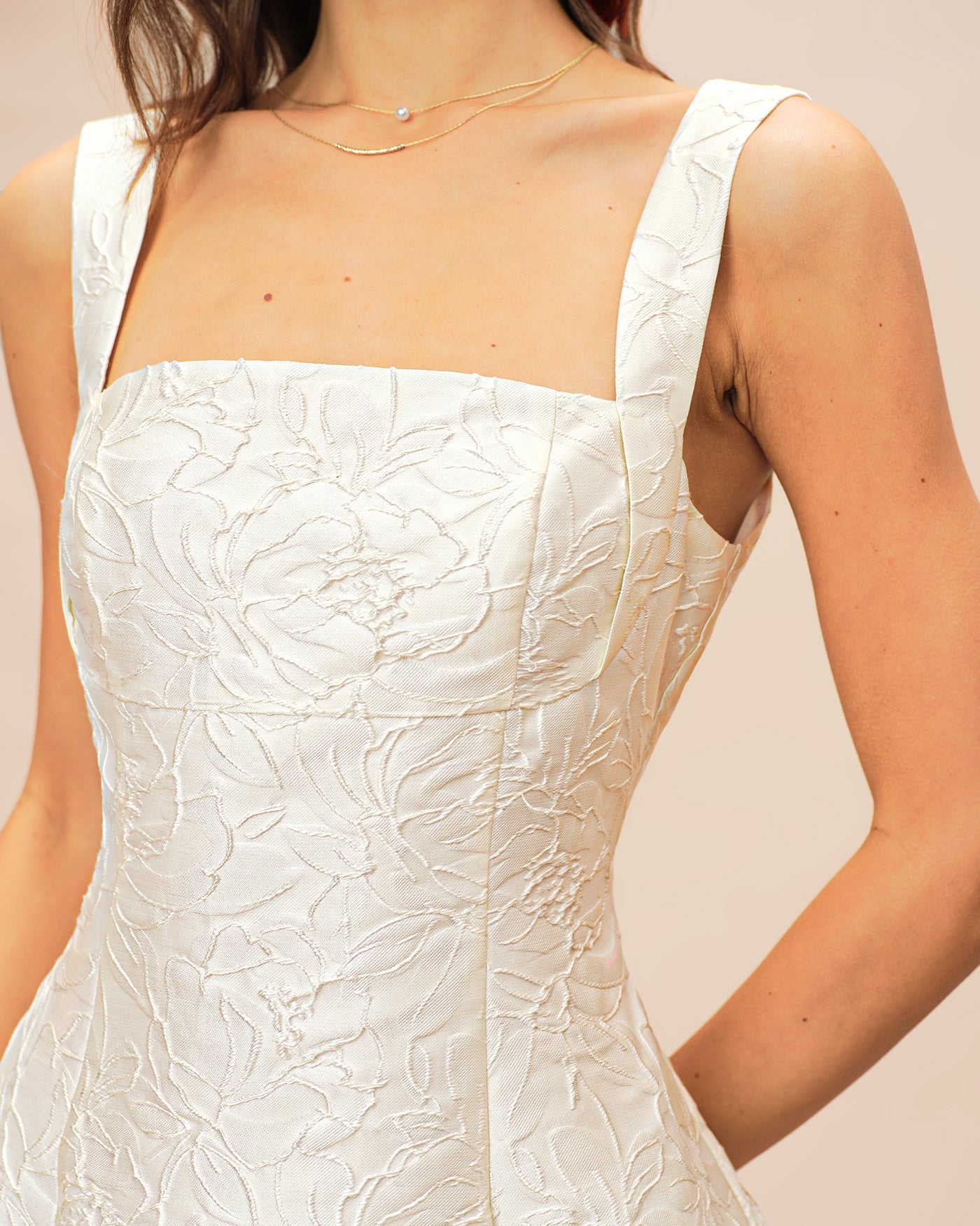 Vestido Mini Jacquard Blanco