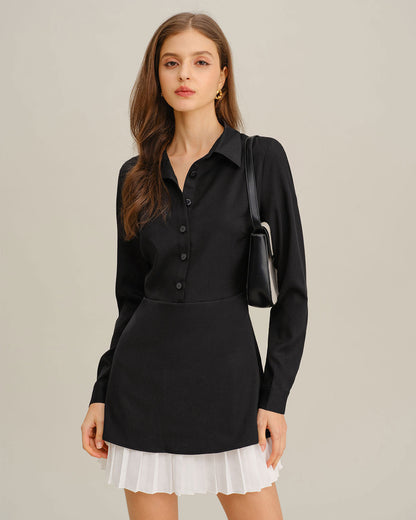 Vestido Mini A-Line Contraste Negro