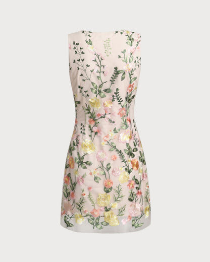 Vestido Mini Sin Mangas Amarillo con Flores
