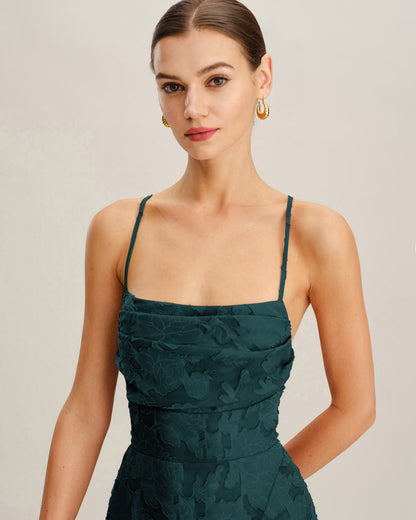 Vestido Mini Slip Jacquard Verde