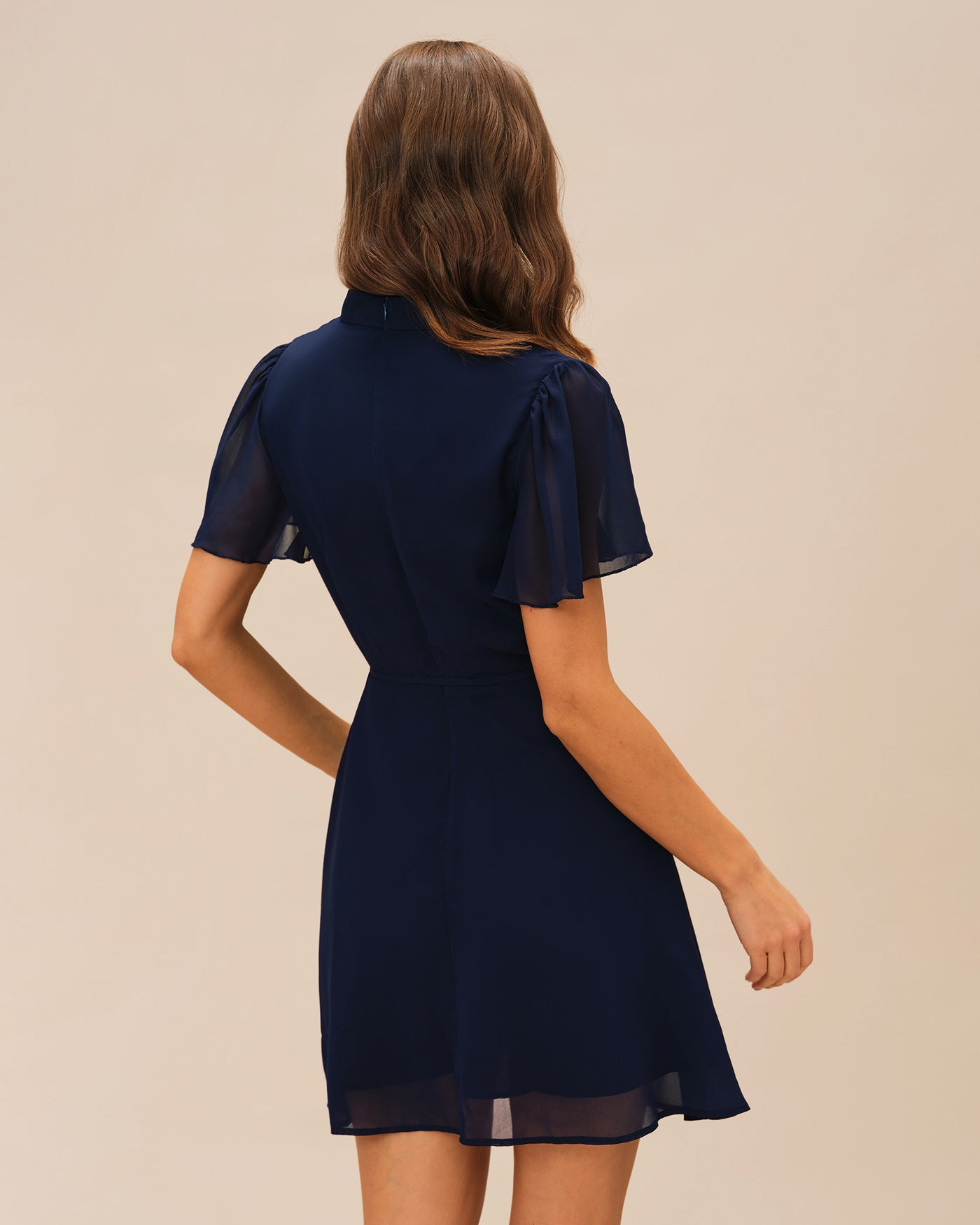 Vestido Mini de Manga Mariposa Azul