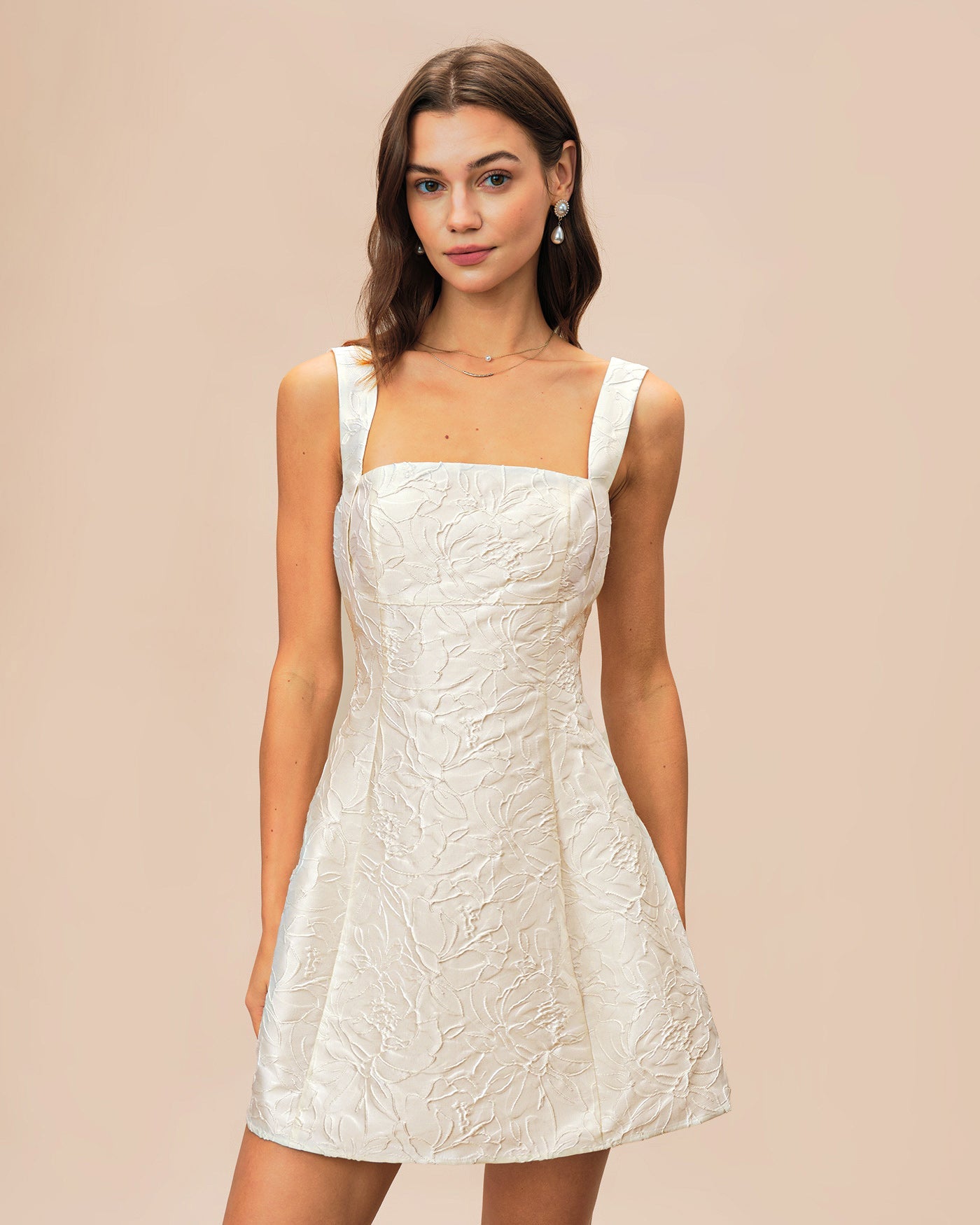 Vestido Mini Jacquard Blanco