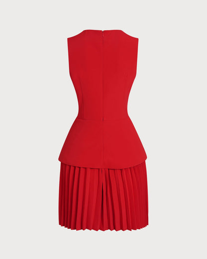 Vestido Mini Arrugado Rojo