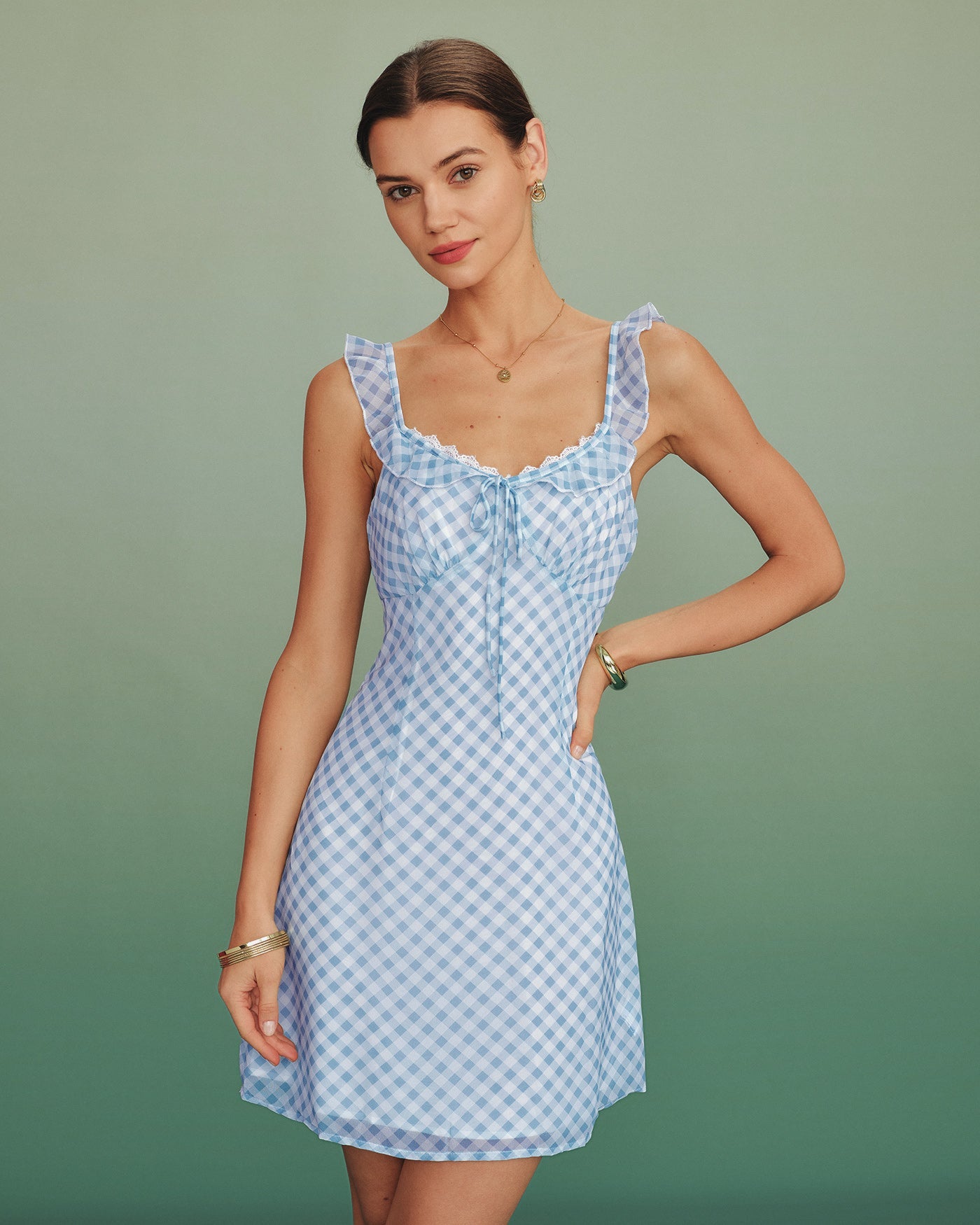Vestido Mini de Slip a Rayas Azules