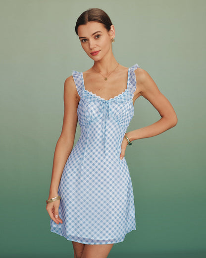 Vestido Mini de Slip a Rayas Azules