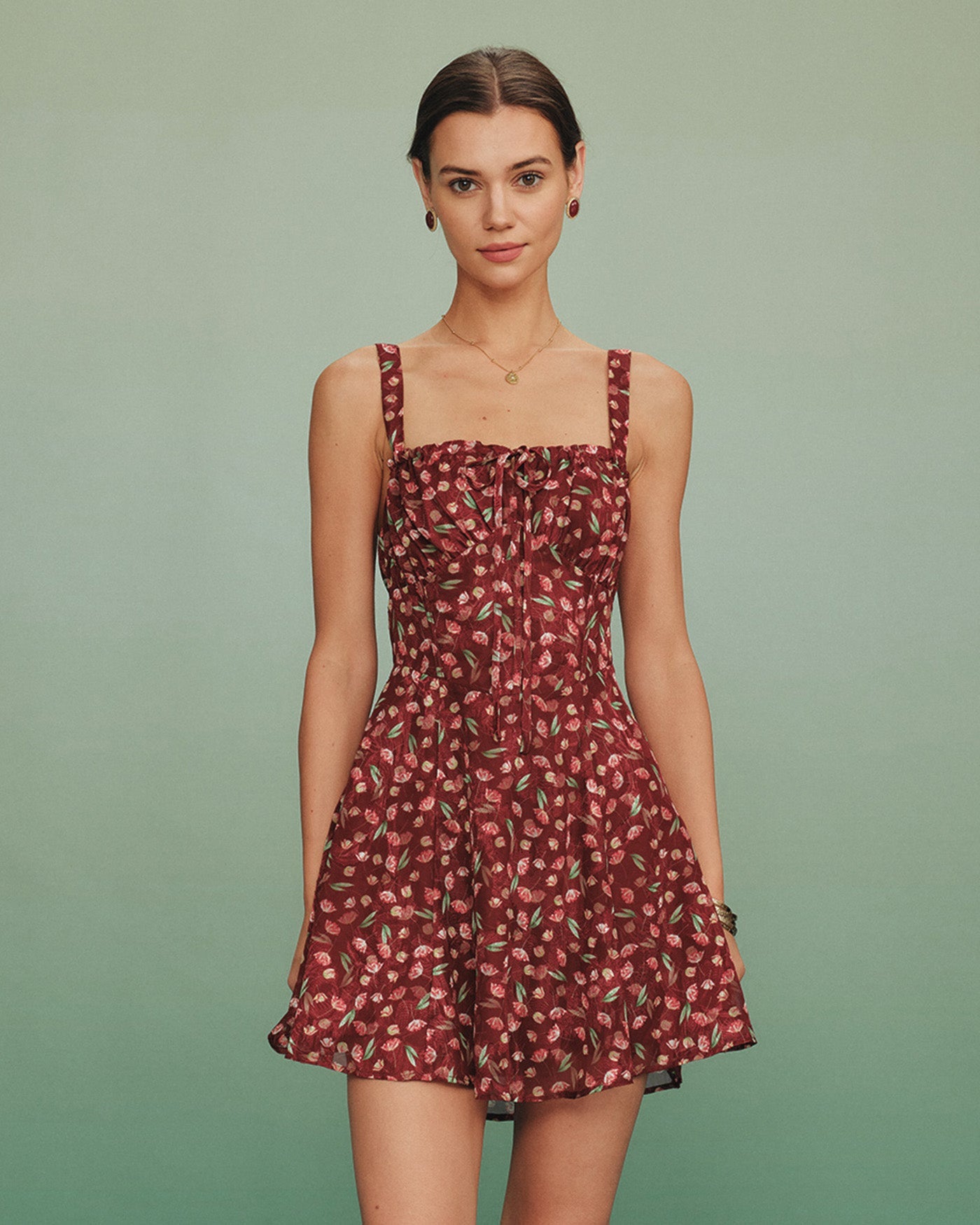 Vestido Mini Slip Floral Rojo