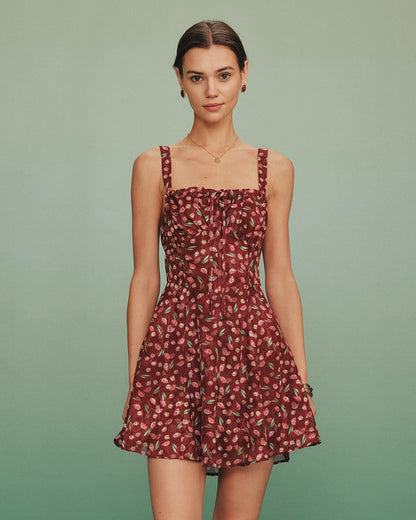 Vestido Mini Slip Floral Rojo