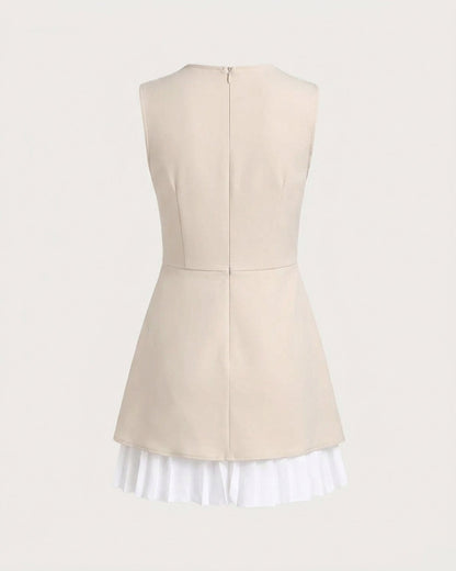 Vestido Mini Plisado de Melocotón para Mujer
