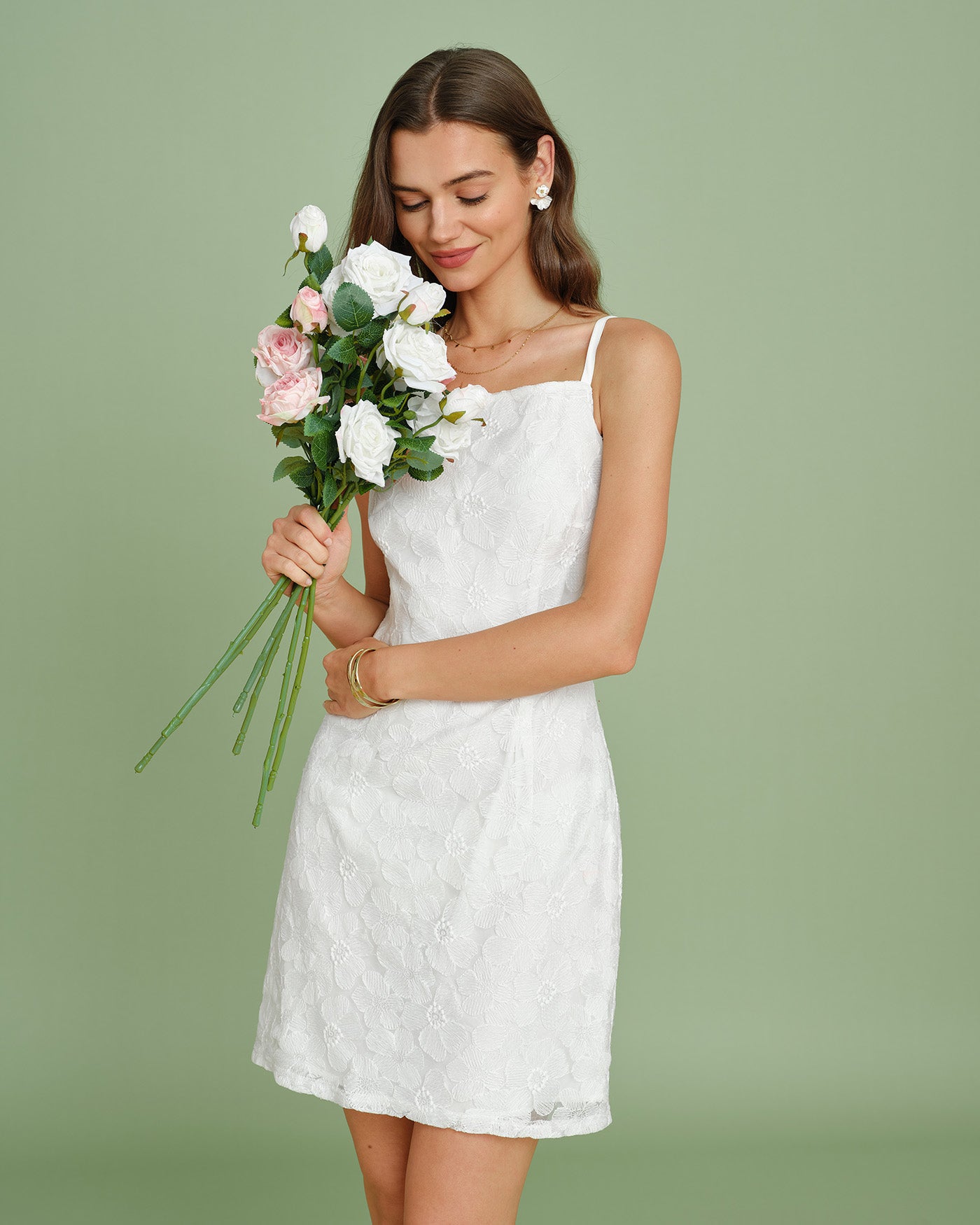 Vestido Mini Deslizante Texturizado Blanco