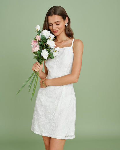 Vestido Mini Deslizante Texturizado Blanco