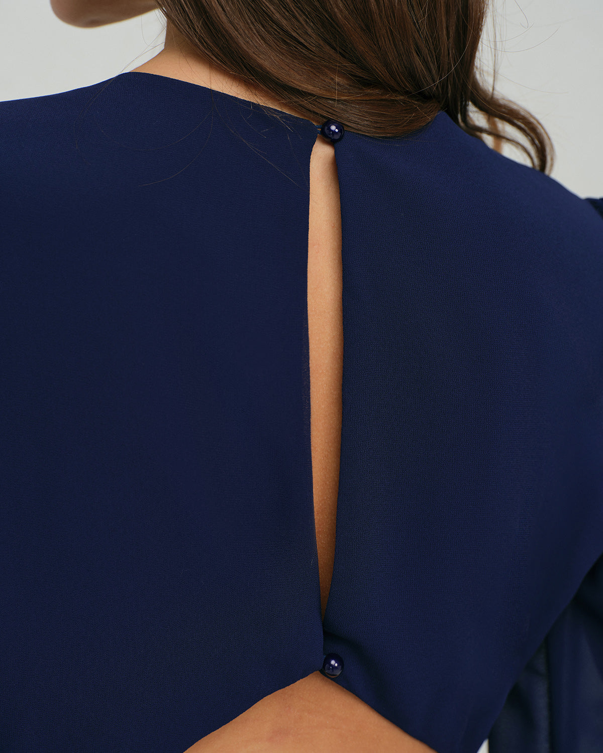 Vestido Mini A-Line de Chifón Azul Sin Espalda