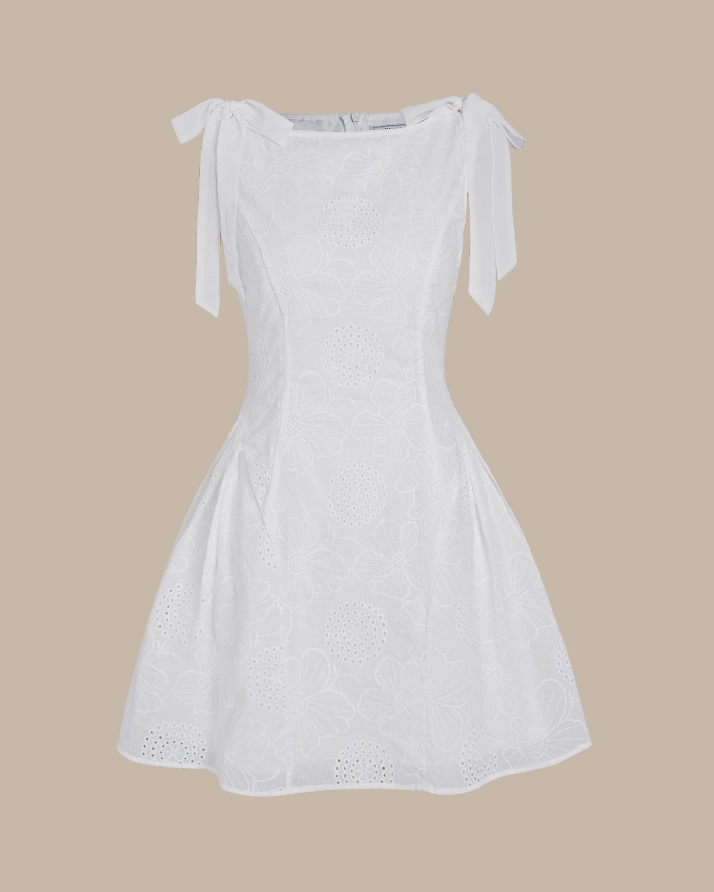 Vestido Mini Texturizado Floral Blanco