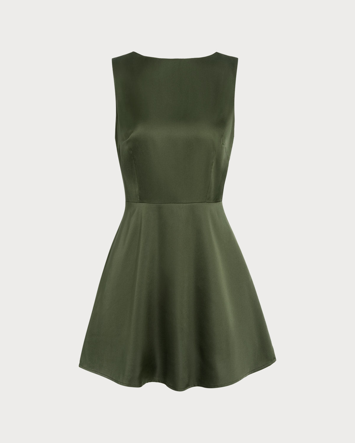 Vestido Mini Sin Mangas de Satén Verde