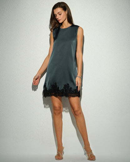Túnica Mini Vestido Sin Mangas Verde