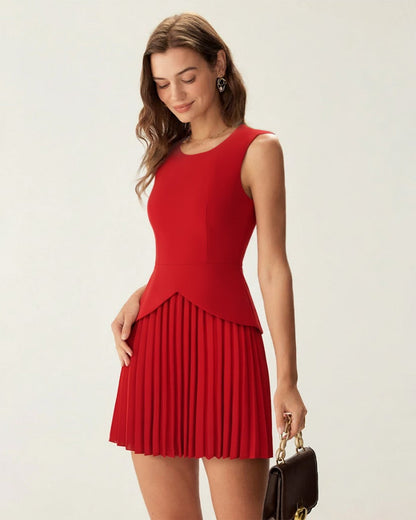 Vestido Mini Arrugado Rojo