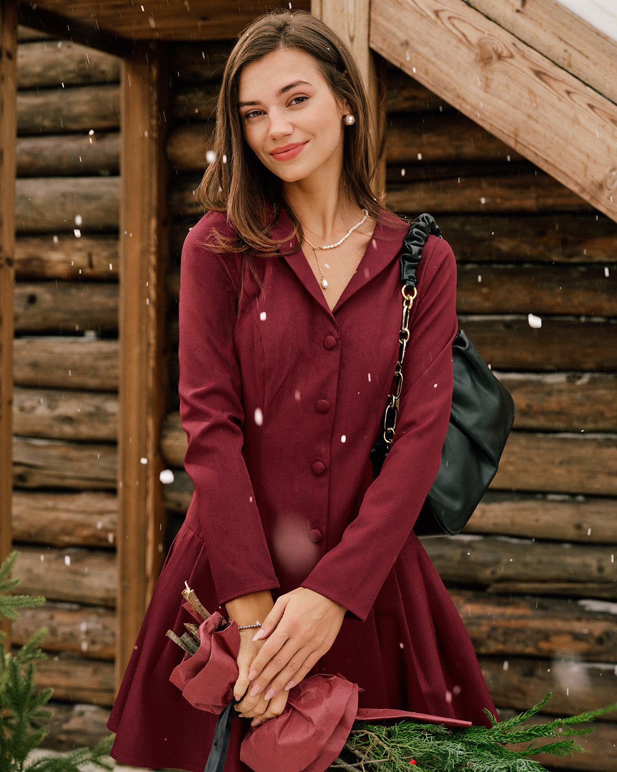 Vestido Mini A-Line Rojo Vino